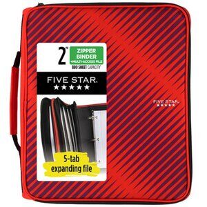 Mead Five Star 2" Zipper Binder Multi Access 13.75X12 Asst Colors School Office